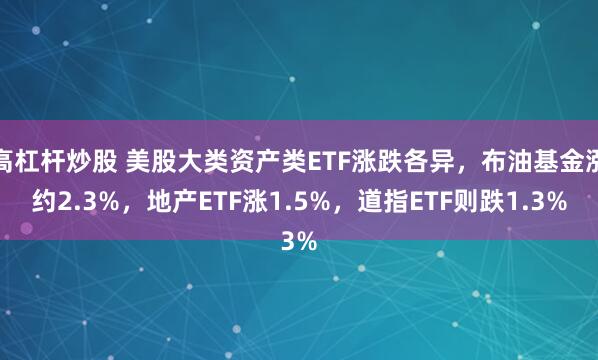 高杠杆炒股 美股大类资产类ETF涨跌各异，布油基金涨约2.3%，地产ETF涨1.5%，道指ETF则跌1.3%