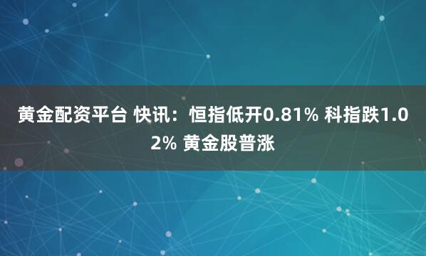 黄金配资平台 快讯：恒指低开0.81% 科指跌1.02% 黄金股普涨