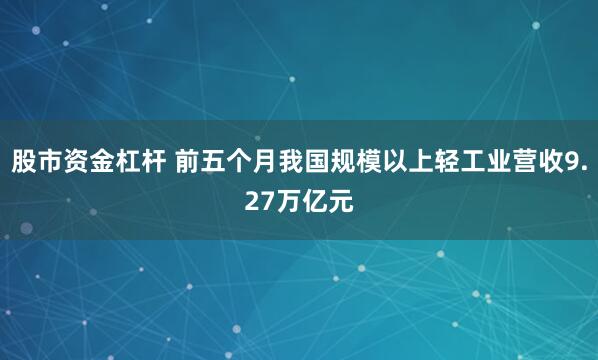 股市资金杠杆 前五个月我国规模以上轻工业营收9.27万亿元